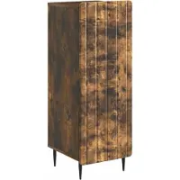 vidaXL Meuble de rangement latéral, bois fumé, 34,5 x 33 x 92 cm, panneaux de particules