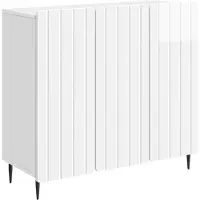 vidaXL Buffet blanc brillant 89 x 34,5 x 82 cm en aggloméré
