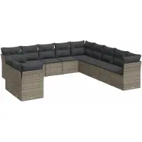 vidaXL Ensemble de salon de jardin 11 pièces avec coussins Gris Poly rotin