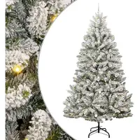 vidaXL Sapin de Noël artificiel Vert et blanc 270 cm PVC et métal