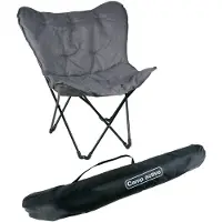 Camp Active Chaise papillon pliable 70 x 60 x 90 cm - Chaise de camping avec sac de transport - Chaise de camping pliable avec assise confortable - Chaise d'extérieur jusqu'à 120 kg - Gris