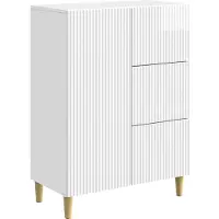 vidaXL Buffet blanc brillant 66 x 34,5 x 90 cm en aggloméré