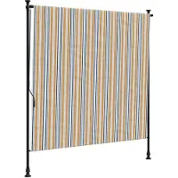 vidaXL Store extérieur jaune et blanc 200x270 cm Tissu et acier