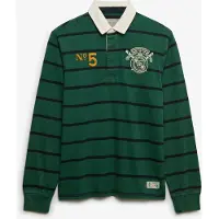 Superdry Polo à Manches Longues Double Emblem Stripe Rugby