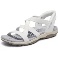 SKECHERS pour femme. 163460 Sandales Reggae Slim - Stretch Flex blanc (39), Plat, Aucun, Casuel