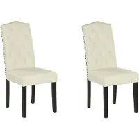Beliani Lot de 2 chaises beige clair, revêtement en velours et pieds en bois noir, pour une salle à manger au style minimaliste