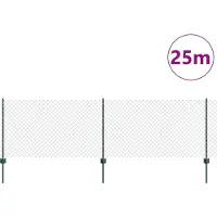 vidaXL Clôture à mailles métalliques avec poteaux, 25 x 0,8 m (L x H)