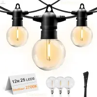 EverNeeds Guirlande lumineuse d'extérieur - 12 mètres - avec fonction variateur - guirlande lumineuse 25 LED - lumières d'ambiance - extérieur et intérieur - lumières de jardin - lumières de Noël -