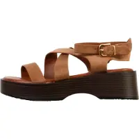 Super Mode Sandales - - Joalice - Marron (Mocha) - Talon compensé - Fermeture bride