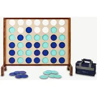 Ubergames Mega 4 Gewinnt - ECO Bois de Frêne - 115x82 cm - India - Design in England - 4 dans une rangée - Avec sac de transport & roues