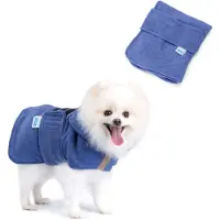Nobleza Peignoir pour chien en microfibre avec fermeture velcro, ultra-absorbant et à séchage rapide, peignoir pour tous les chats et chiens ; serviette pour chien, douce (S)