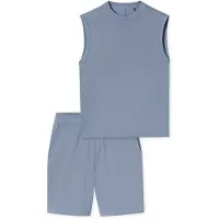 Schiesser Pyjama court 'Modern' bleu-gris