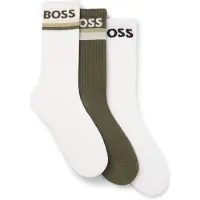 BOSS Lot de trois paires de chaussettes courtes en bambou mélangé avec logos