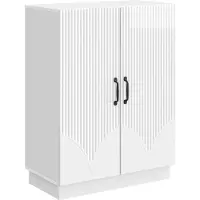 vidaXL Buffet blanc brillant 66 x 34,5 x 87 cm en aggloméré