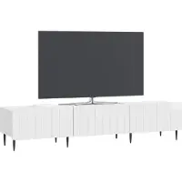 vidaXL Meuble TV , blanc brillant, 147 x 34,5 x 32 cm, aggloméré