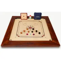 Ubergames - Plateau de Carrom - Championship - 21 kg - Fabriqué en Inde - 74 x 74 zm terrain de jeu - kit complet - avec table