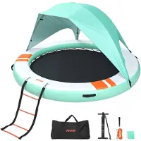 Vevor Quai Flottant Gonflable Rond Plateforme de Quai Gonflable 2,44 m pour Piscine Plage Mer Lac Réunions de Famille Sorties Amis Activités Nautiques avec Sac de Transport Portable