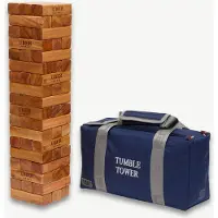 Ubergames Tour d'empilage en bois dur - Midi - 5 KG - Vernis - jusqu'à 90+ cm de haut - ECO India - Dans un sac de transport de luxe