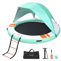 Vevor Quai Flottant Gonflable Rond Plateforme de Quai Gonflable 3,05 m pour Piscine Plage Mer Lac Réunions de Famille Sorties Amis Activités Nautiques avec Sac de Transport Portable