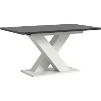 Ebuy24 Motion table de salle à manger pieds X 90x150/190 cm avec 1 rallonge gris, blanc.