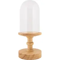 Clayre & Eef Cloche en verre Ø 14x34 cm brun bois