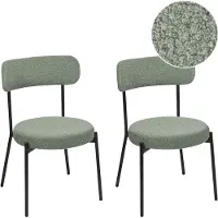 Beliani Ensemble de 2 chaises de salle à manger vert clair en acier bouclé pieds noirs sans accoudoirs meubles de salle à manger de style moderne