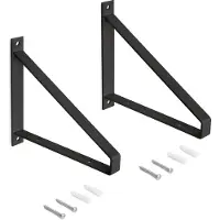 Emuca Jeu de supports pour étagères en bois Shelf avec forme triangulaire - Acier - Noir
