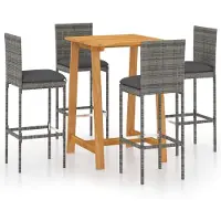 vidaXL Ensemble bar de jardin 5 pièces avec coussins Gris
