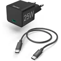 Hama Chargeur rapide avec câble de chargement USB-C, mini-chargeur, PD, 25 W, 1,5 m, SW