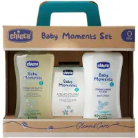 Chicco Baby Moments Lait de bain, 200ml + Lait corporel, 200ml + Eau de toilette, 100ml