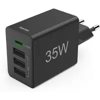 Hama Chargeur rapide, 1 USB-C PD, 3 USB-A, mini-chargeur, 35W, noir