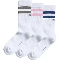 Björn Borg Chaussettes - 3 Pack - Crew - Blanc av. A Rayures - - 41/45 - Chaussettes