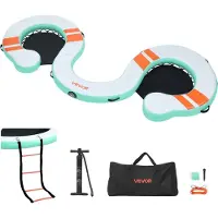 Vevor Quai Flottant Gonflable 4,57x1,83 m Plateforme de Quai Gonflable pour Piscine Plage Mer Lac Réunions de Famille Sorties Amis Activités Nautiques avec Sac de Transport Portable