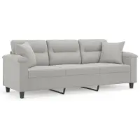 vidaXL Canapé 3 places avec coussins gris clair 180 cm Tissu microfibre