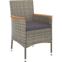 vidaXL Ensemble de jardin bistrot 3 pièces avec coussins Gris Poly rotin