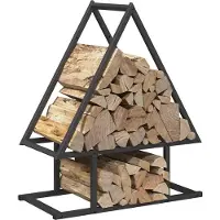 vidaXL Étagère à bois de chauffage Noir 50x25x60 cm Acier laminé à froid