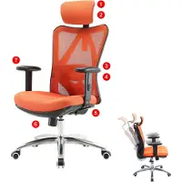 Sihoo Chaise de bureau Chaise de bureau, ergonomique, charge max. 150kg sans repose-pieds, orange