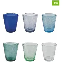 Villa D'Este Home Tivoli Shades Ocean Ensemble de verres 6pcs, Tasse, Bleu, Vert