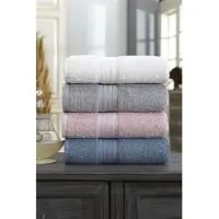 Aucune Serviette À Main Aucune - Set De 4 Coton 50 X 85 Cm Blanc Gris Rose Bleu