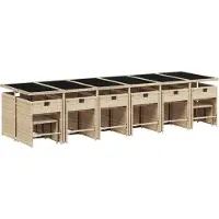 vidaXL Ensemble de jardin 17 pièces avec coussins Beige Poly Rattan