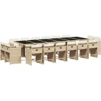 vidaXL Ensemble de jardin 17 pièces avec coussins Beige Poly Rattan
