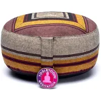 Bahadra Coussin de méditation gris/jaune à motifs variés - 33 x 17 cm