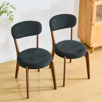 OKWISH Chaise de Salle à Manger - Ensemble de 2 Chaises Modernes en Lin Noir, Design Scandinave Confortable pour Cuisine ou Salon