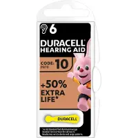 Duracell PILE POUR APPAREILS AUDITIFS « EASY TAB 10 » Blister de 6 pièces - Couleur jaune