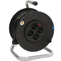 Bachmann Enrouleur de câble , 4 sorties, avec protection thermique, bobine de 25 m, 1 pièce.