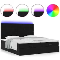 vidaXL Ottoman-lit avec matelas & LEDs Noir 160x200 cm Velours