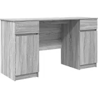 vidaXL Bureau , gris Sonoma, panneaux de particules, 140 x 49 x 76 cm
