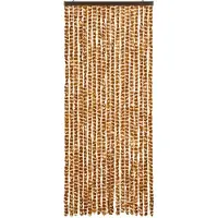 vidaXL Rideau anti-mouches ocre et blanc 56x200 cm Chenille