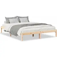 vidaXL Lit en bois massif extra long sans matelas 140x210 pin