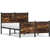 vidaXL Lit métallique sans matelas chêne fumé 160x200 cm